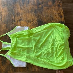 Neon green and white lululemon tank top